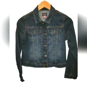 Children's Place Denim Jacket with Metal Heart Stamped Buttons